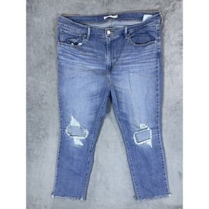 Levis Jeans Womens 34 Blue Medium Wash 724 High Rise Straight Crop Distressed